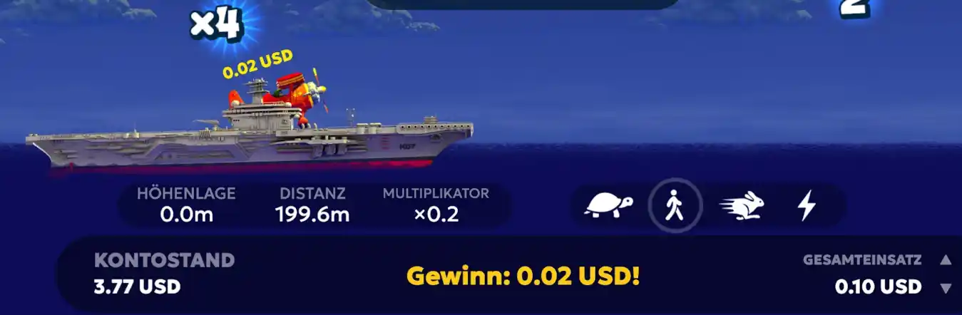 Ergebnis in Aviamasters mit niedrigem Multiplikator und Gewinn