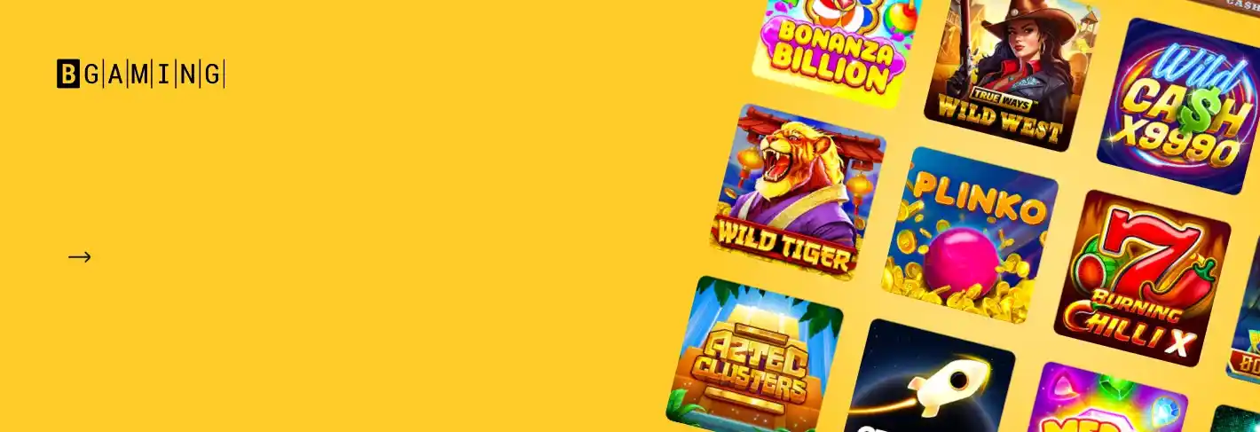 BGaming slot collection on yellow background.