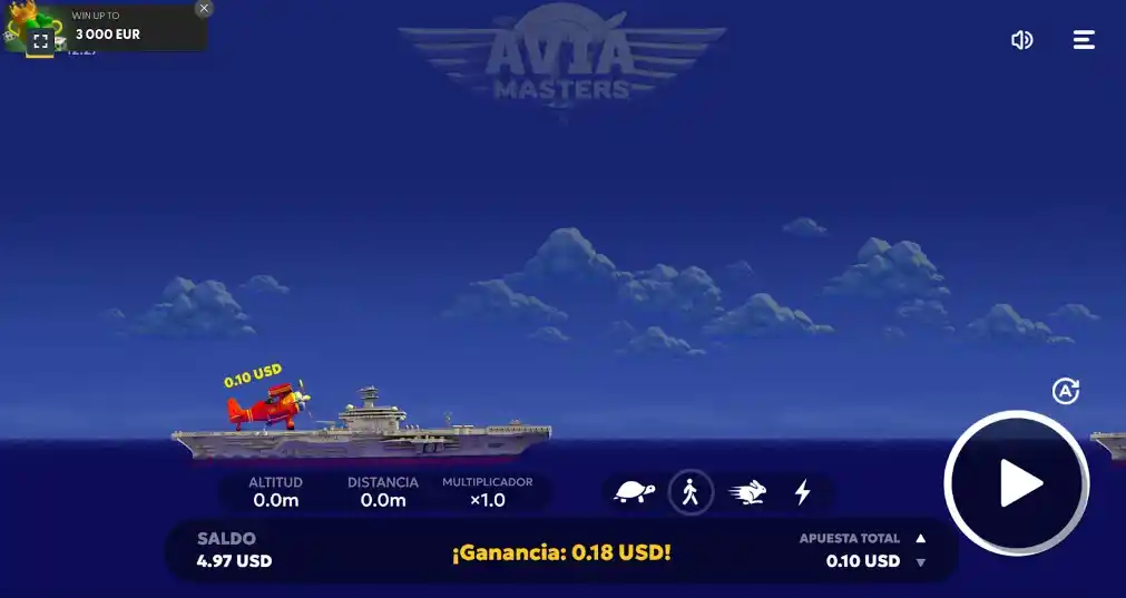 El avión recoge puntos y multiplicadores en la escena del juego Aviamasters.